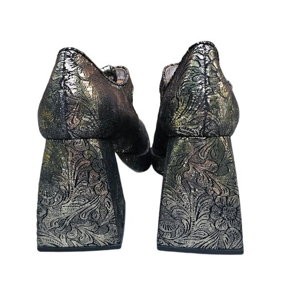 Metallic MaryJane Platform Heel Sam Edelman Circus Kay Size 9.5 Brown Floral EUC - Picture 6 of 13